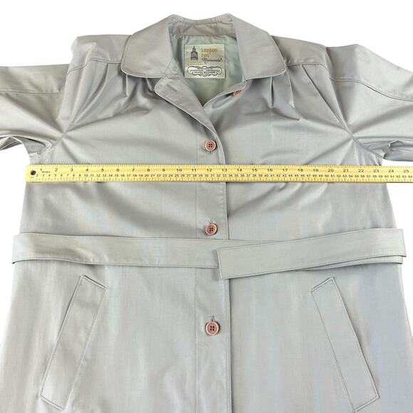 London Fog Maincoats Women Sze 14 Bluish Gray Belted Weather Classic Trench Coat - Picture 12 of 12